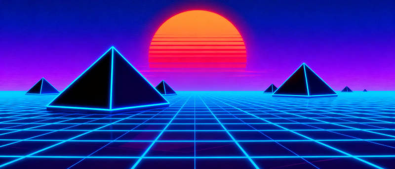 赛博金字塔日落图片