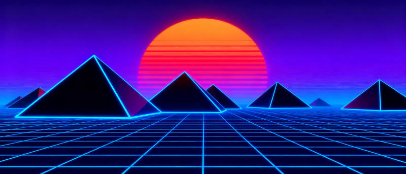 赛博金字塔日落图片
