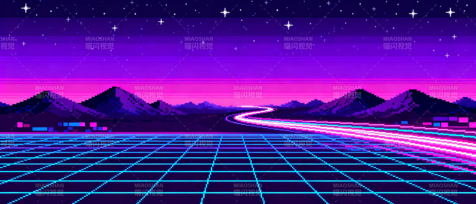 霓虹夜景公路图片