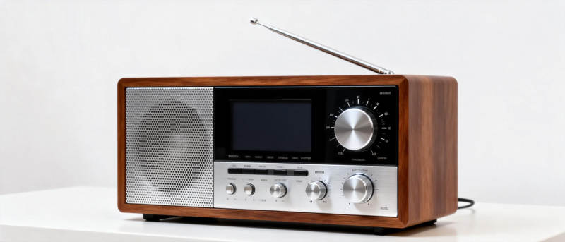 复古收音机静置桌面图片