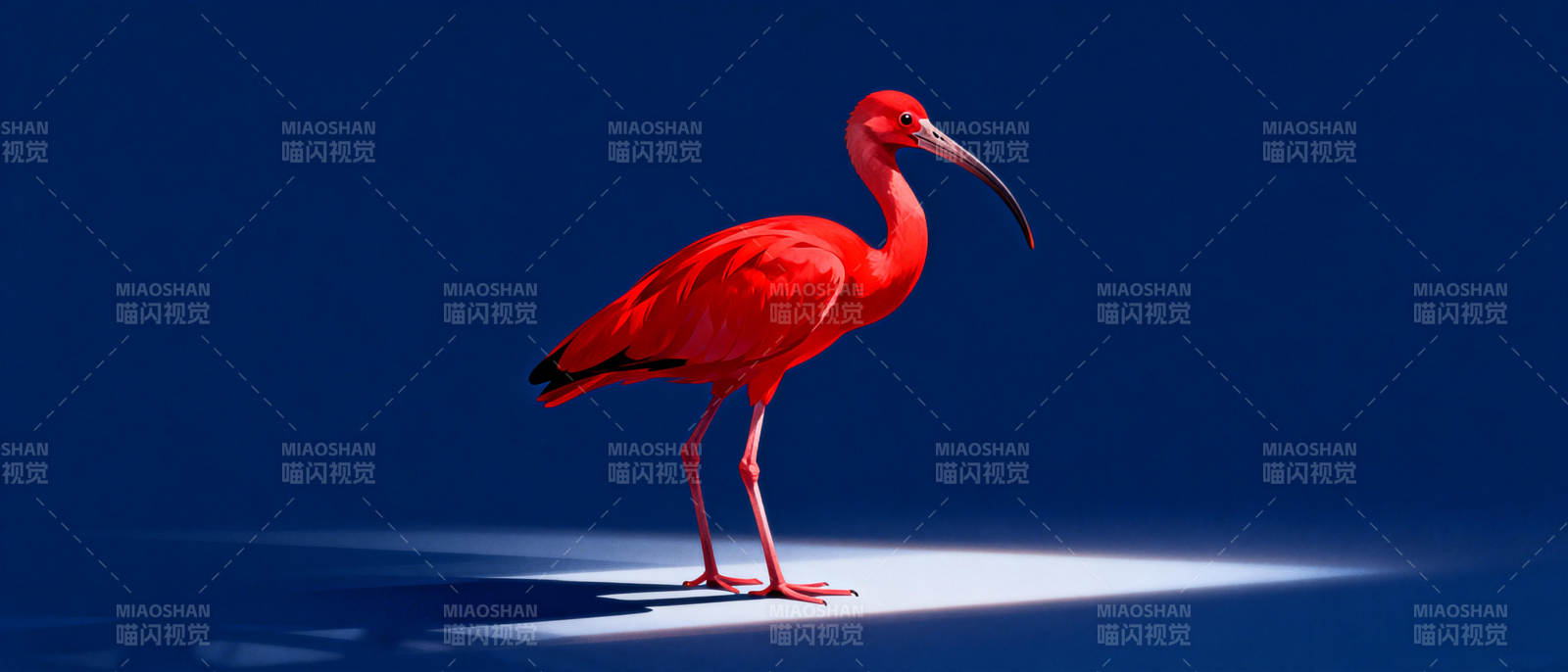 红鹮静立夜色中图片