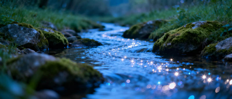 溪流夜光图片