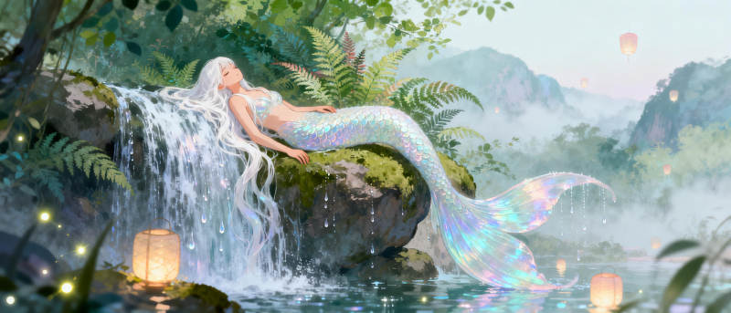 水边美人鱼图片