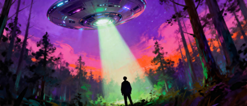 森林中的UFO奇遇图片