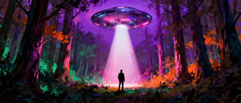 森林中的UFO奇遇图片