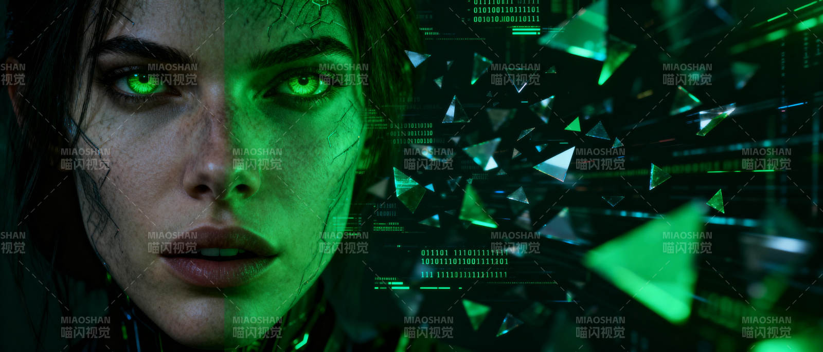 赛博绿眸图片