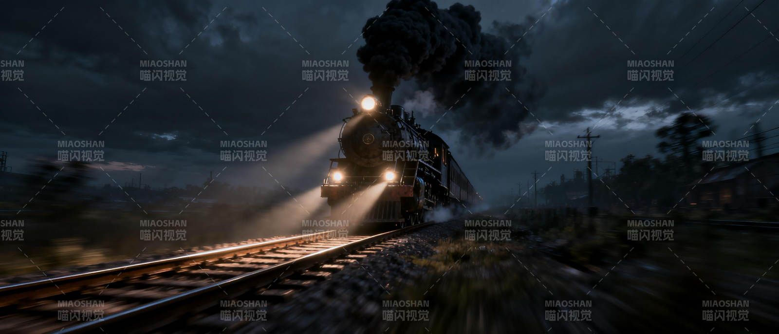 夜行蒸汽火车图片