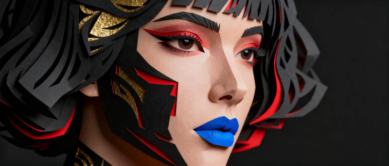 炫彩面具美人图片