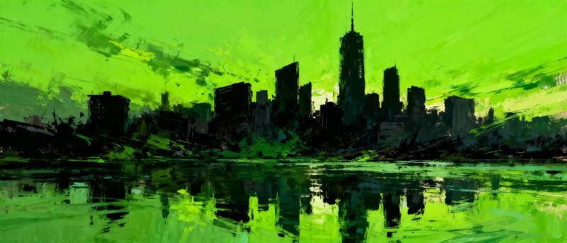 绿影都市夜景图片