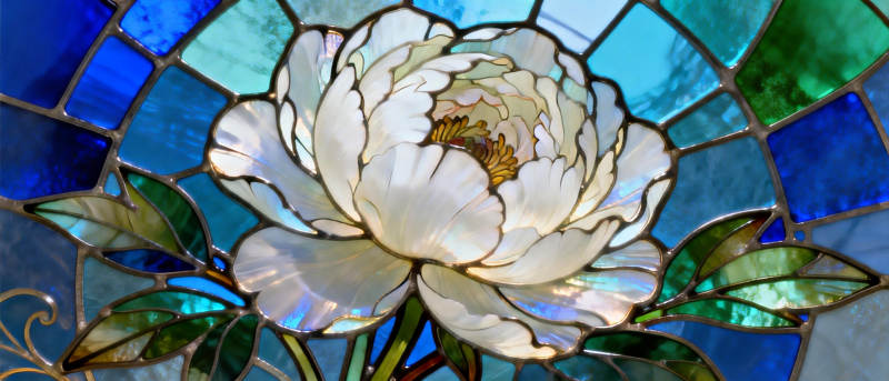 白花彩窗艺术图片