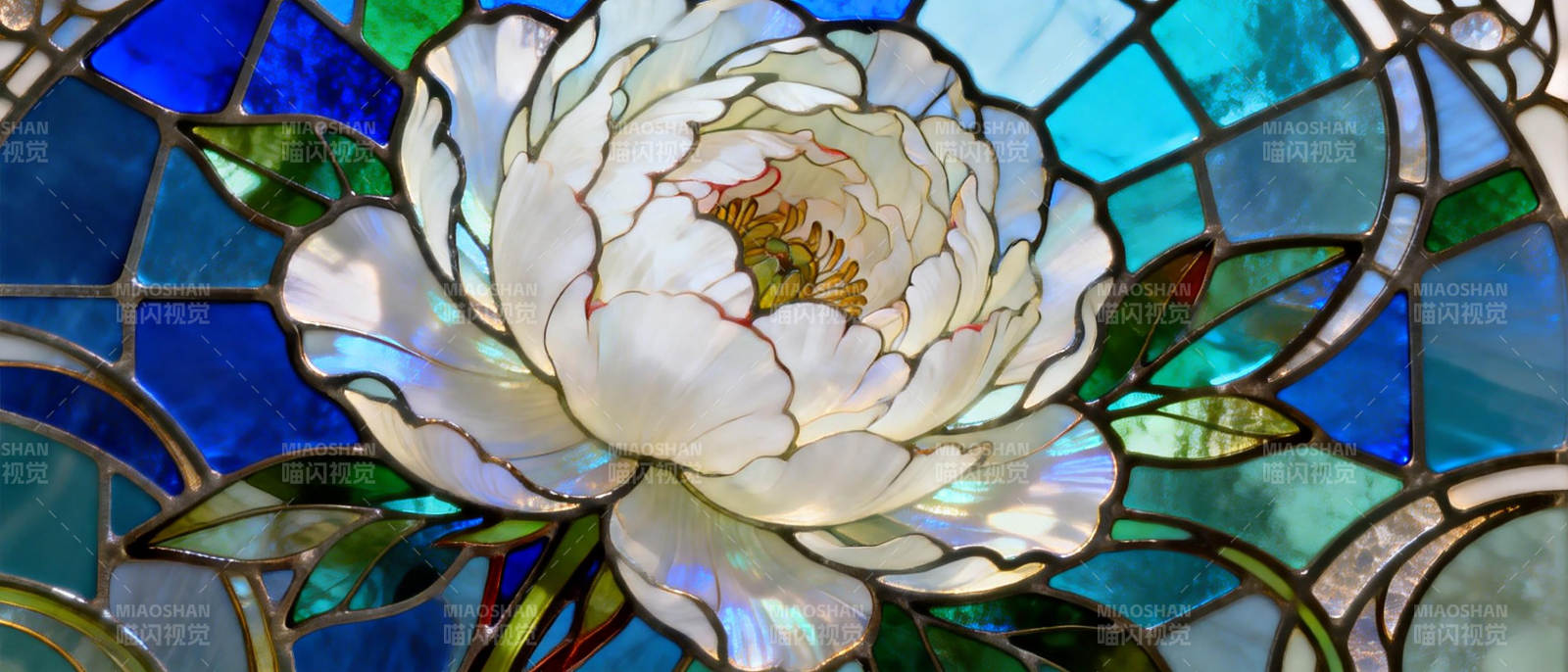 彩绘白花绽放图片