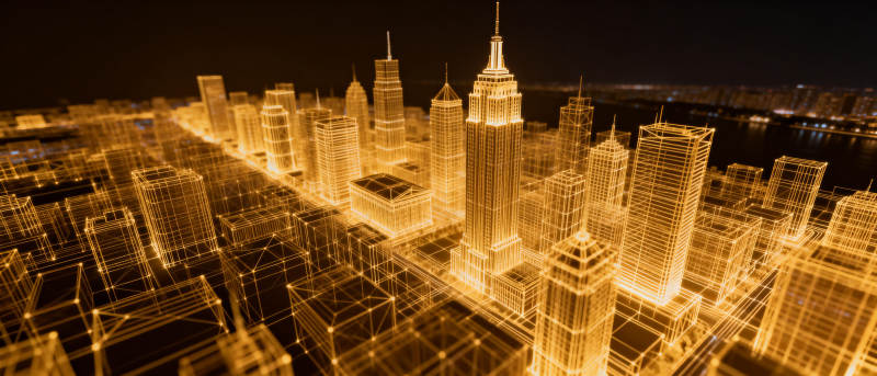 城市夜景光雕图片