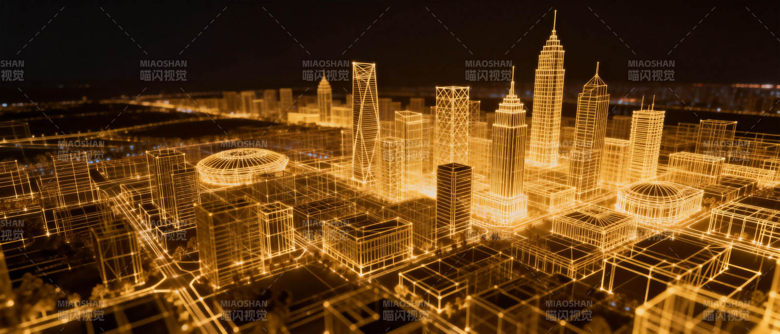 城市夜景光雕图片