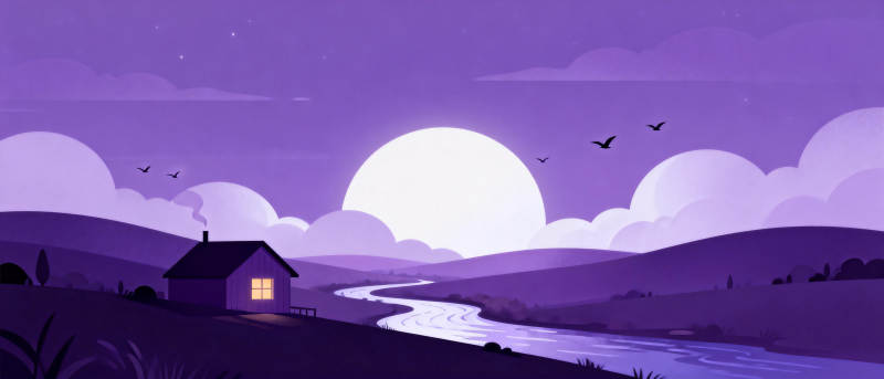 紫夜月影小屋图片