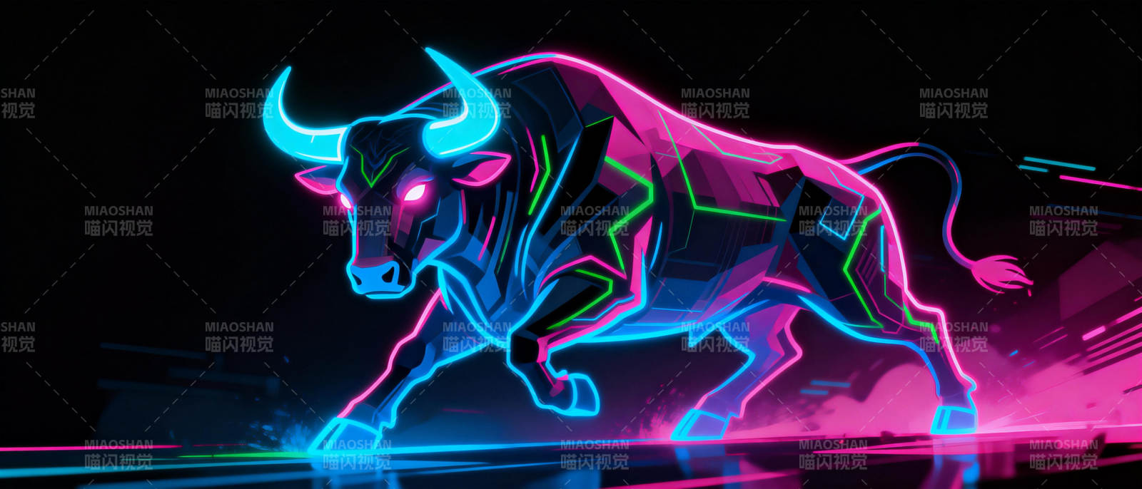 霓虹猛牛图片