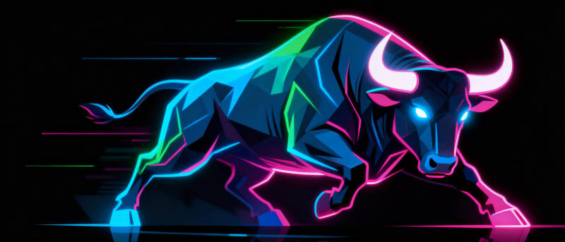 霓虹猛牛冲势图片