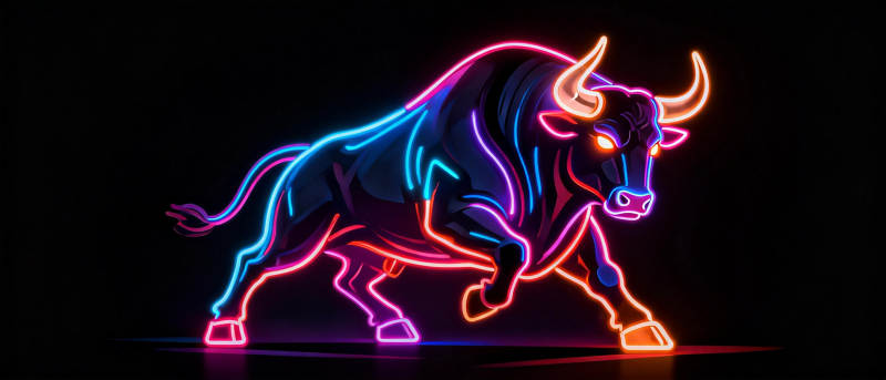 霓虹牛奔腾图片