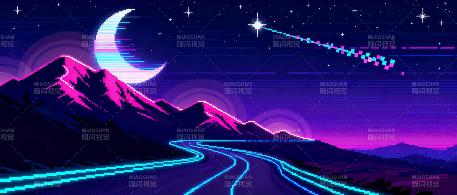 霓虹山夜景图片