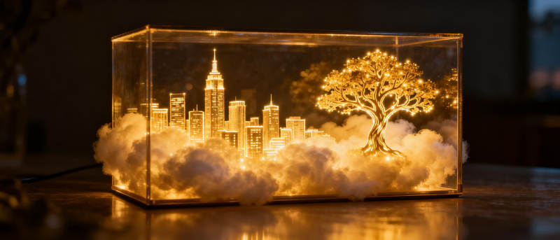 城市之光树影图片