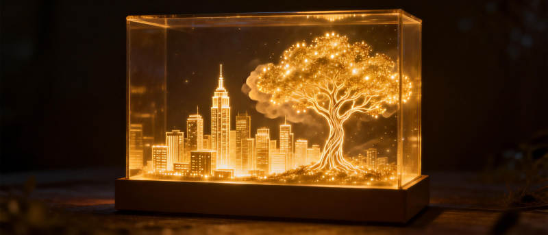 光影城市树图片