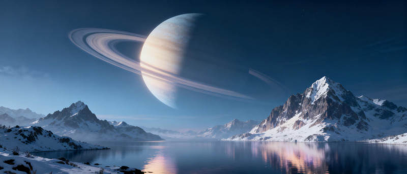 冰湖映星环图片