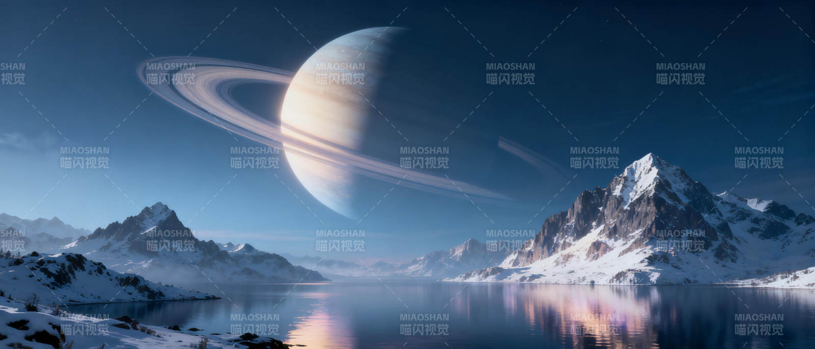 冰湖映星环图片