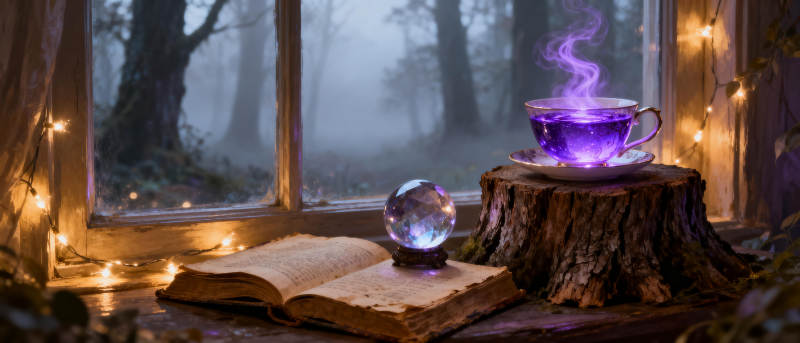 魔法书与紫雾茶图片