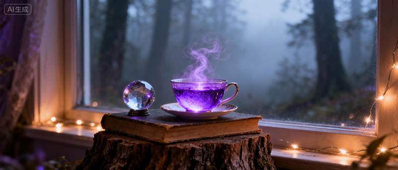 紫雾茶香窗景图片