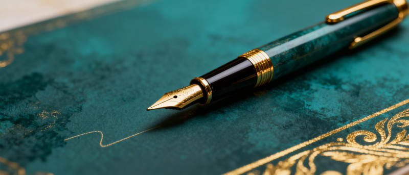 墨迹笔尖绘金纹图片