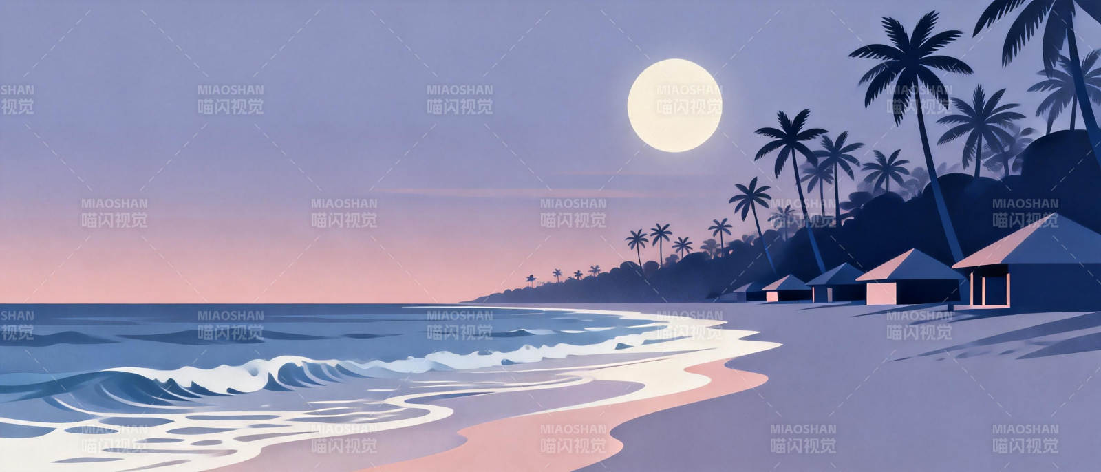 月光下的热带海滩图片