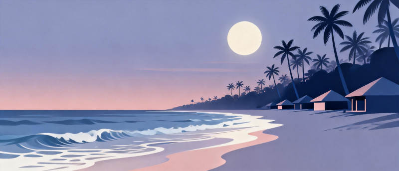 月光下的热带海滩图片