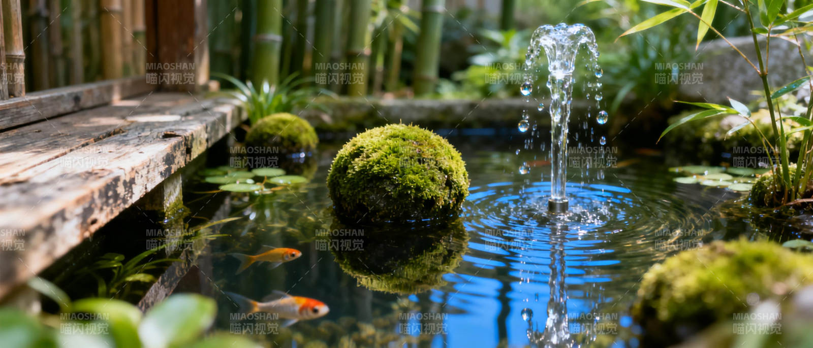 静谧池塘水景图片