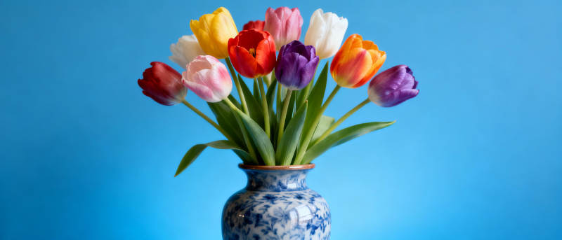 多彩郁金香绽放图片