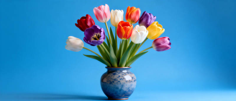 多彩郁金香花束图片