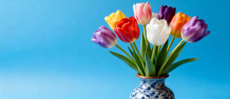 多彩郁金香绽放图片