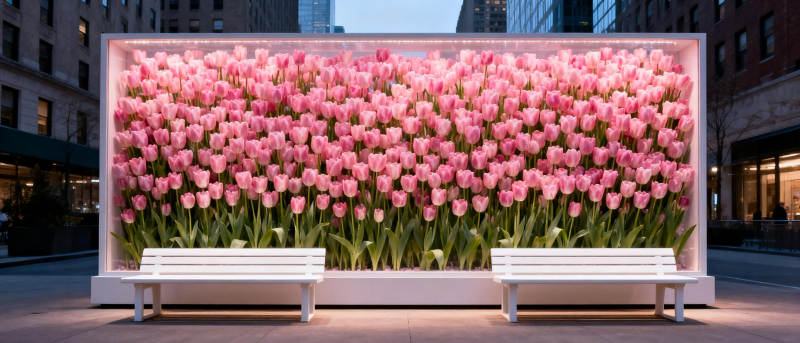 粉色郁金香墙图片