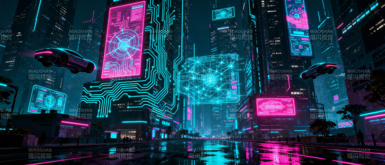 霓虹都市夜景图片