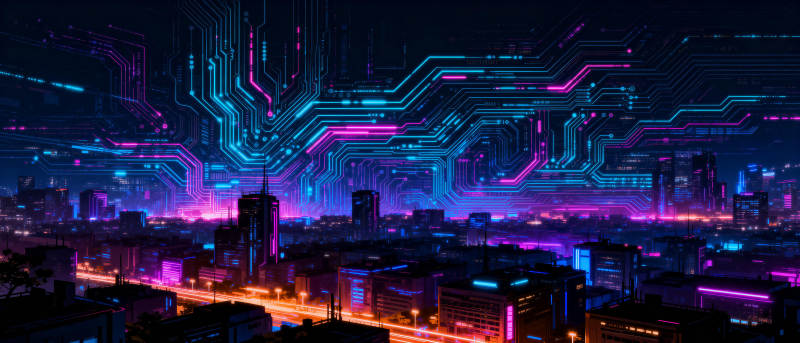 霓虹电路城市图片