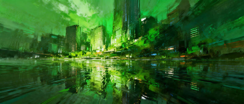 霓虹绿都夜景图片