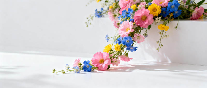 花束垂落 色彩斑斓图片