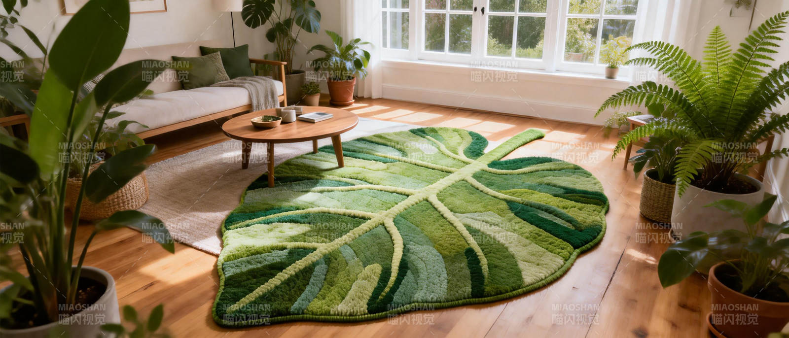 绿叶地毯客厅装饰图片