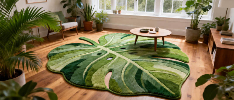 绿叶地毯客厅装饰图片