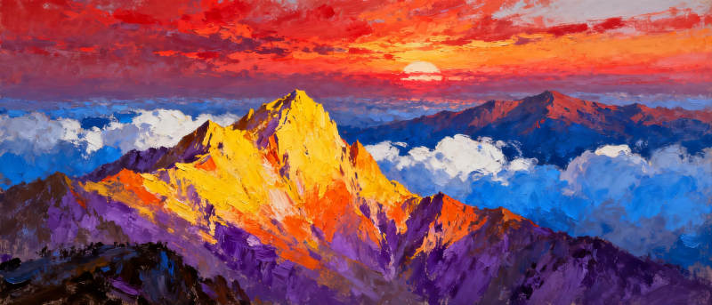 日出雪山壮丽图图片