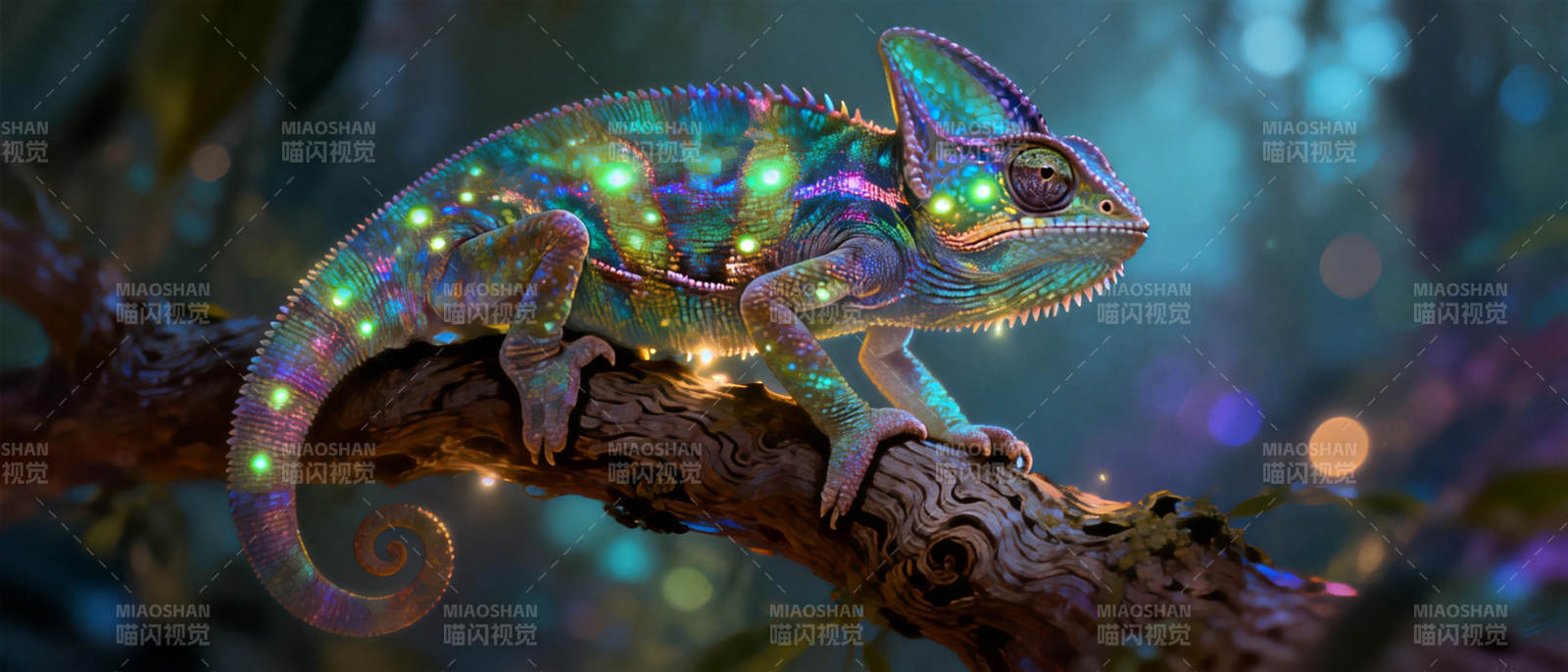 发光变色龙栖枝图片