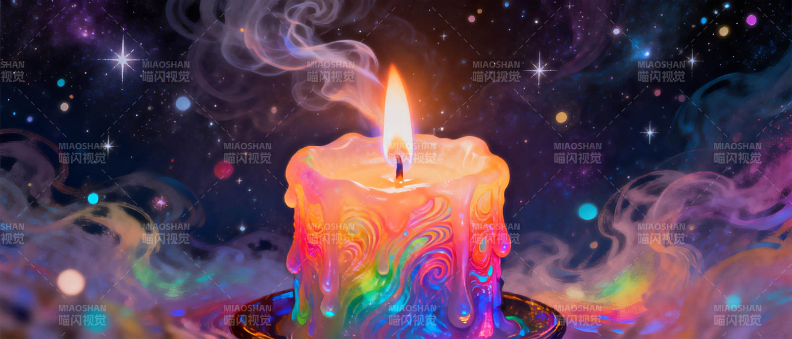 彩虹烛光星夜图片