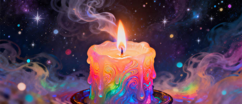 彩虹烛光星夜图片