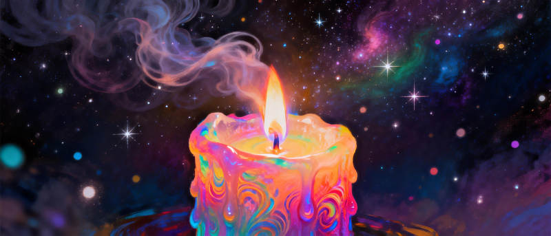 星空下的彩色蜡烛图片