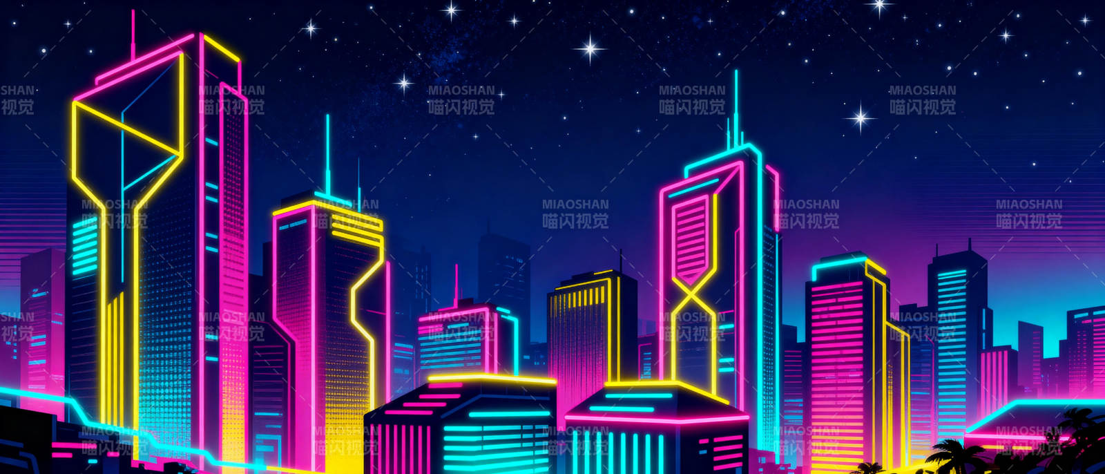 霓虹都市夜景图片