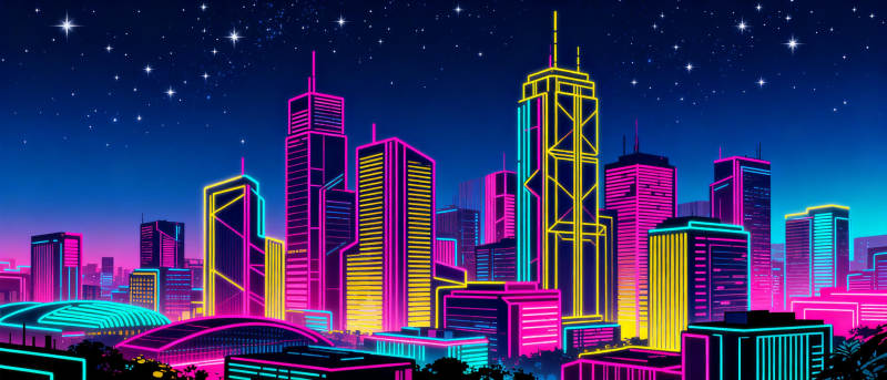 霓虹都市夜景图片