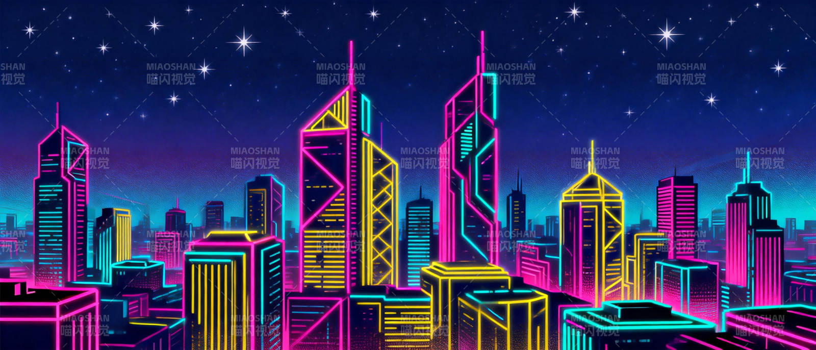 霓虹都市夜景图片